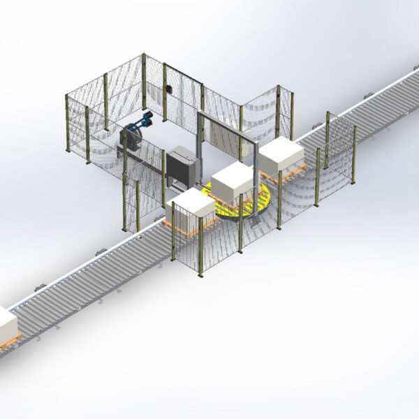 Návrh automatizovanej baliacej linky - automatický páskovací stroj S-aggregat s dopravníkom