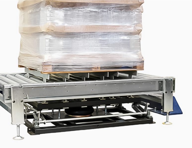 Pallet lifter for complete pallet wrapping - PKG THE RING