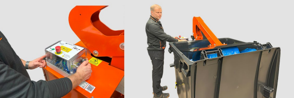 View of the pressing plate in the container